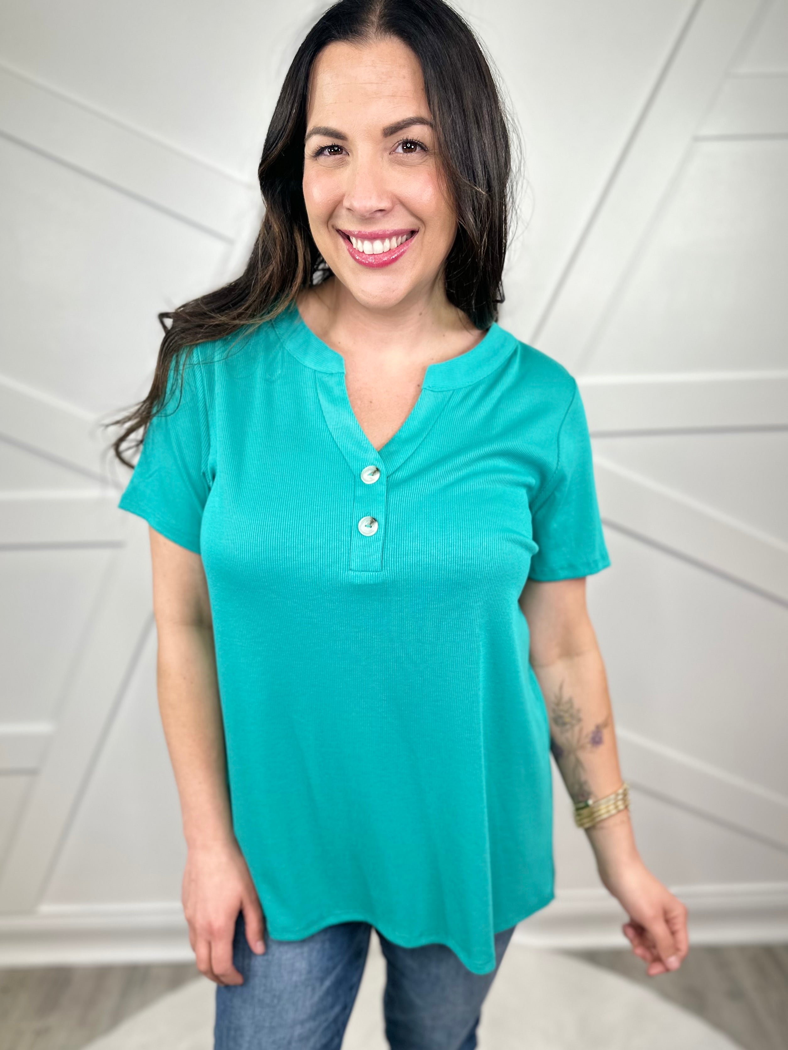 Here and Back Top-110 Short Sleeve Top-Andree by Unit-Heathered Boho Boutique, Women's Fashion and Accessories in Palmetto, FL