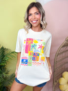 Beach Patchwork Vibes Graphic Tee-130 Graphic Tees-Heathered Boho-Heathered Boho Boutique, Women's Fashion and Accessories in Palmetto, FL