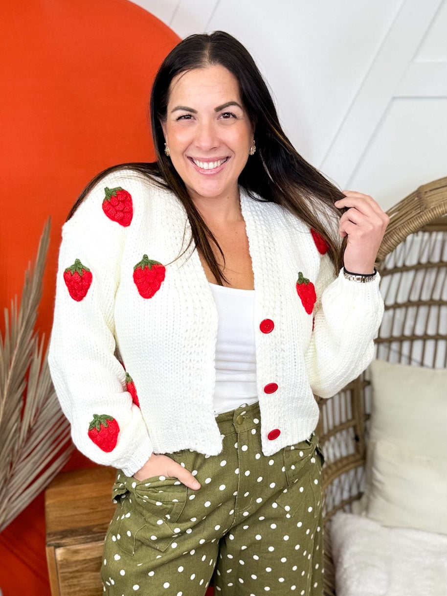 Strawberry Fields Cardigan-220 Cardigans/ Kimonos-SEW IN LOVE-Heathered Boho Boutique, Women's Fashion and Accessories in Palmetto, FL