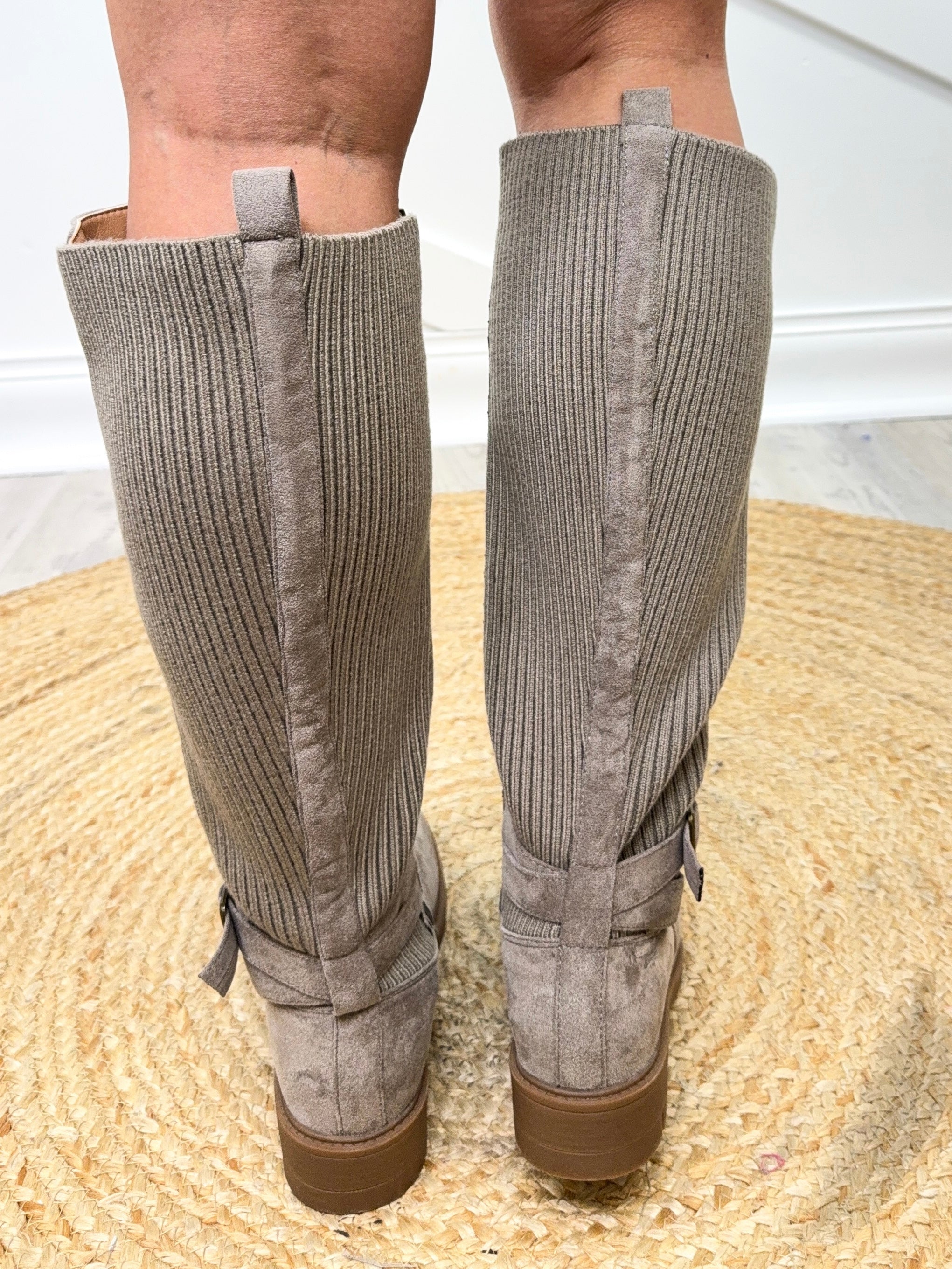 Hay There Boots - Grey Faux Suede-350 Shoes-Corkys-Heathered Boho Boutique, Women's Fashion and Accessories in Palmetto, FL
