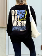 Do Not Worry Pullover Sweatshirt-120 Long Sleeve Tops-YELETE-Heathered Boho Boutique, Women's Fashion and Accessories in Palmetto, FL