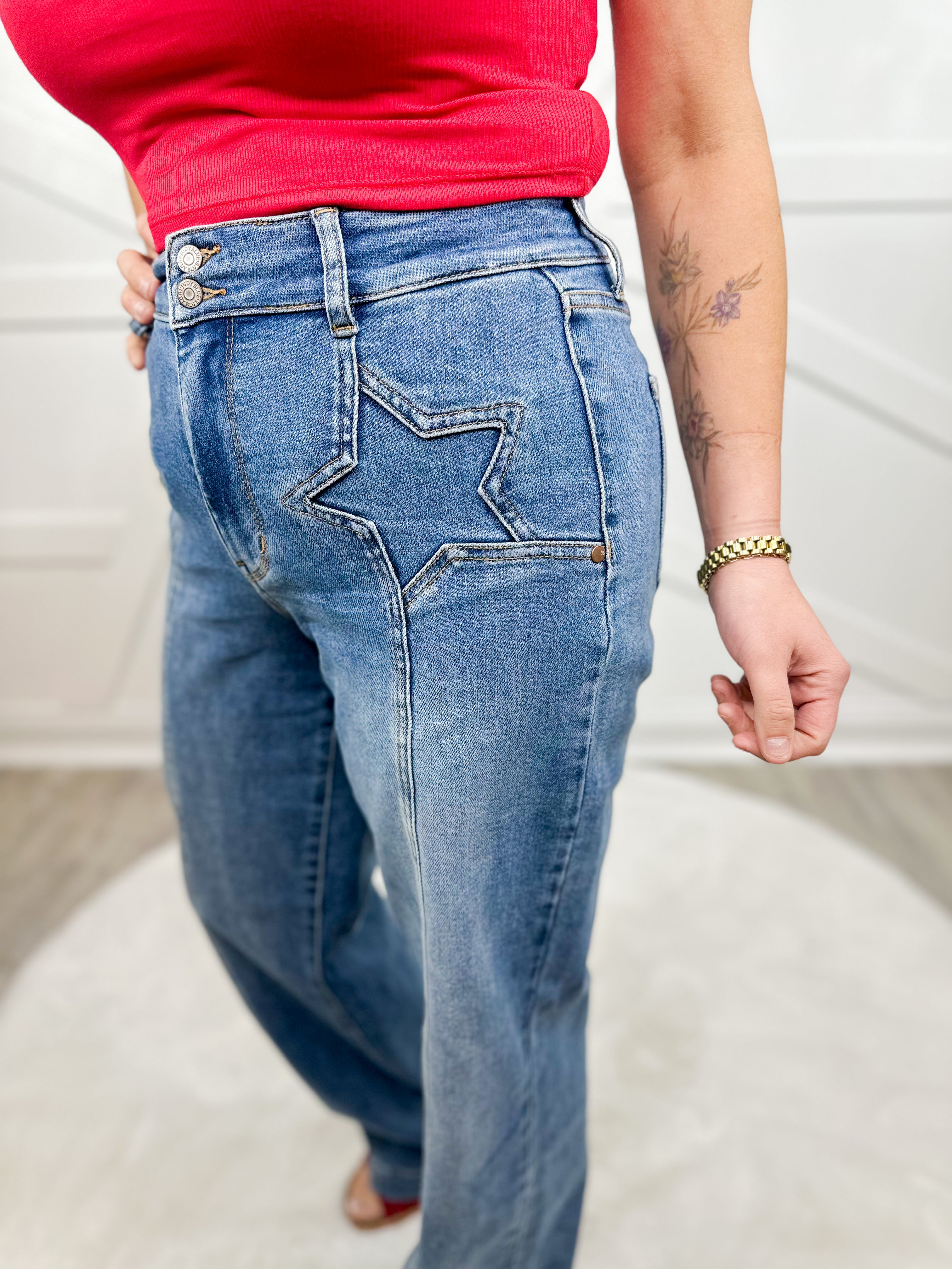 Star Crossed Wide Leg by Judy Blue-190 Jeans-Judy Blue-Heathered Boho Boutique, Women's Fashion and Accessories in Palmetto, FL