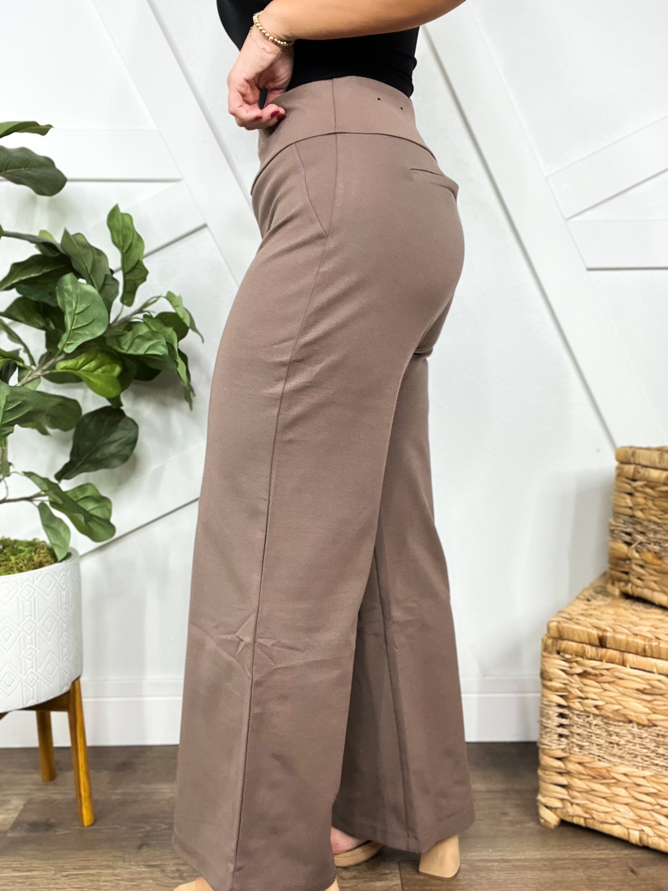 Out of the Office Pants- Dark Mocha-150 PANTS-DEAR SCARLETT-Heathered Boho Boutique, Women's Fashion and Accessories in Palmetto, FL