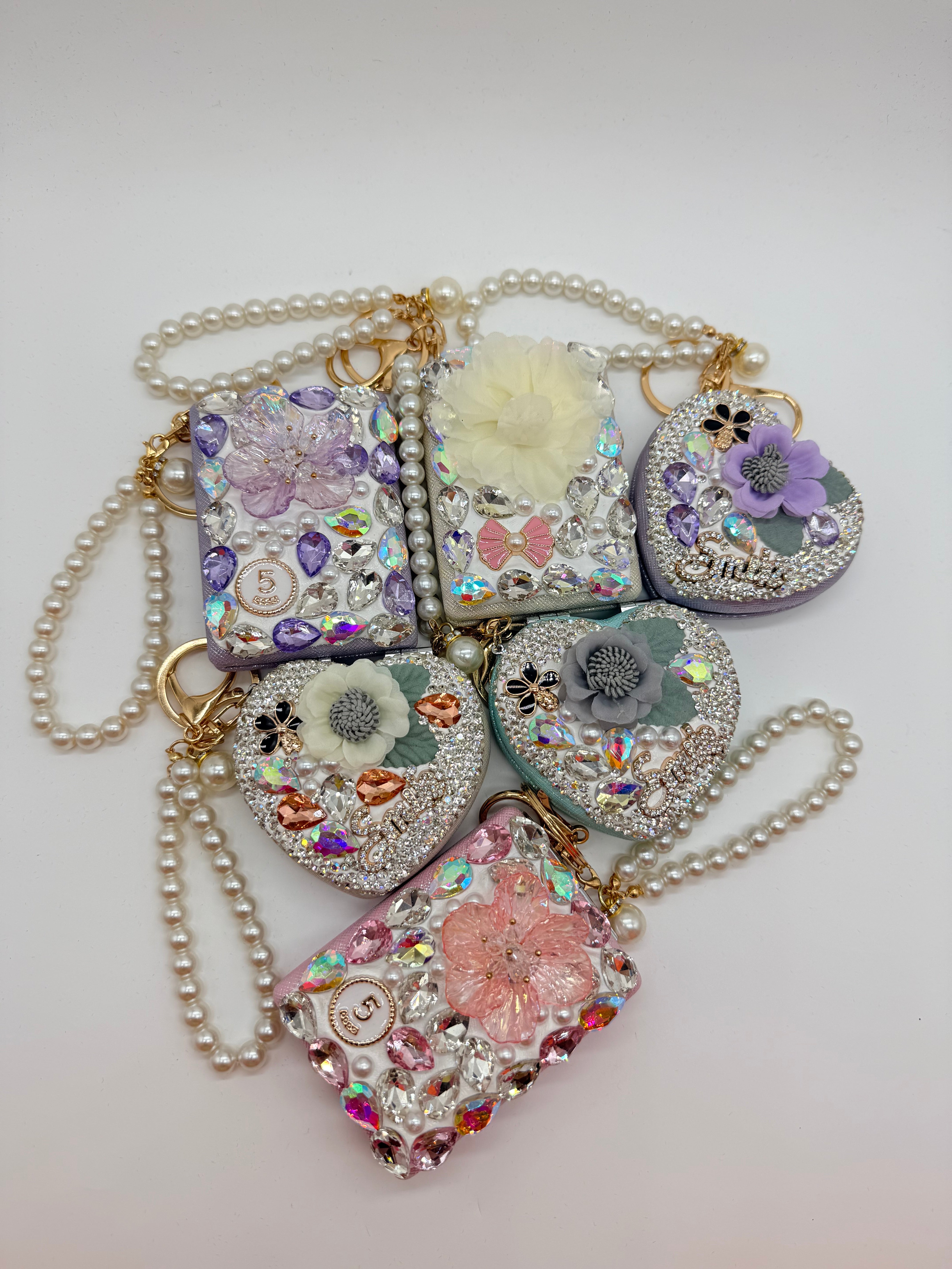 Crystal Bloom Mirror Purse Charm-Heathered Boho-Heathered Boho Boutique, Women's Fashion and Accessories in Palmetto, FL