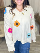 Flower Meadow Sweater-125 Sweater-Pol-Heathered Boho Boutique, Women's Fashion and Accessories in Palmetto, FL