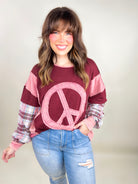 RESTOCK : Peace and Plenty Long Sleeve Top-120 Long Sleeve Tops-Easel-Heathered Boho Boutique, Women's Fashion and Accessories in Palmetto, FL