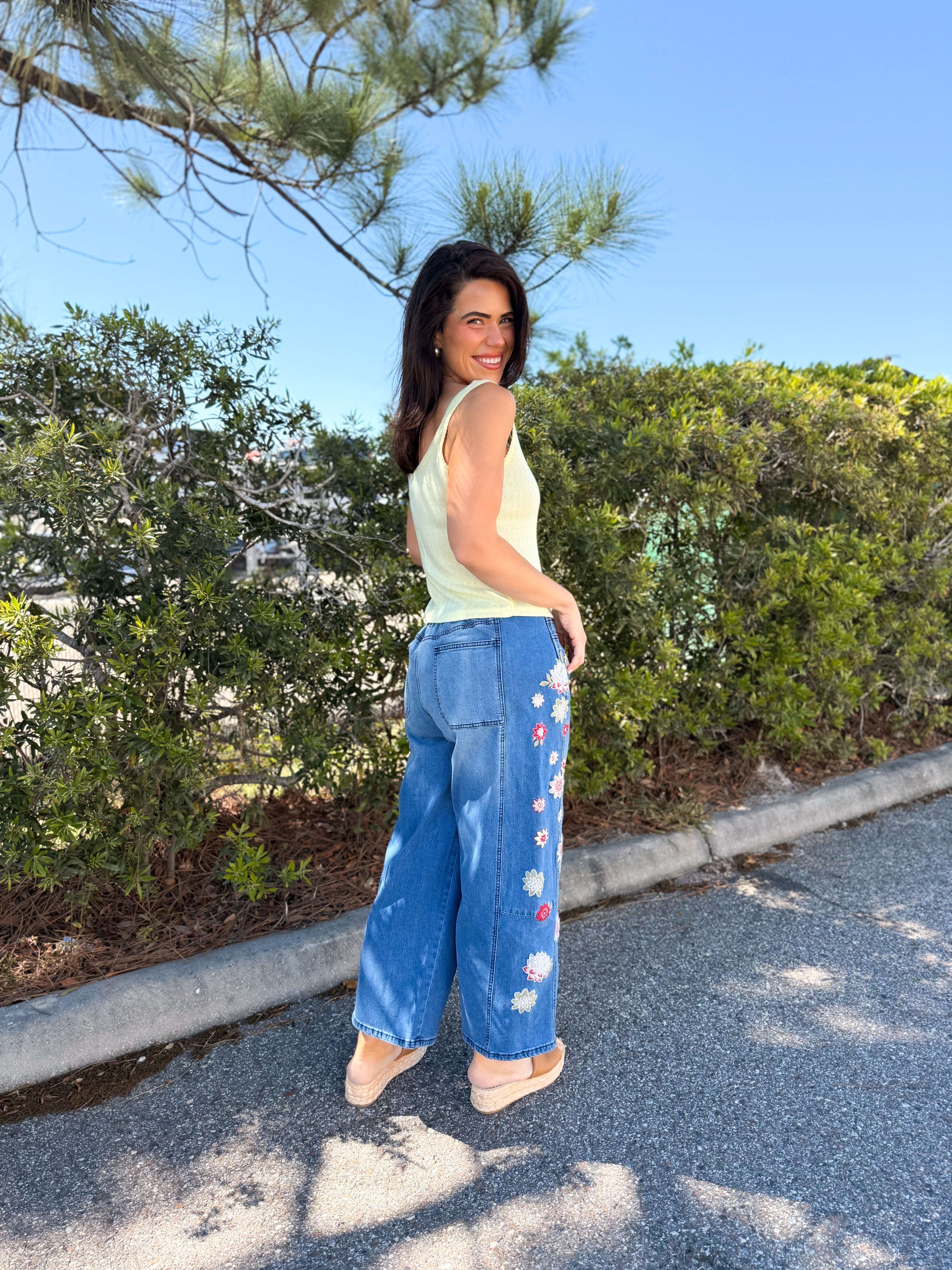 Restock: Denim Bloom Jeans-190 JEANS-BLUE VELVET-Heathered Boho Boutique, Women's Fashion and Accessories in Palmetto, FL