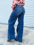 Fifth Avenue Wide Leg Jeans by Risen-190 JEANS-Risen Jeans-Heathered Boho Boutique, Women's Fashion and Accessories in Palmetto, FL