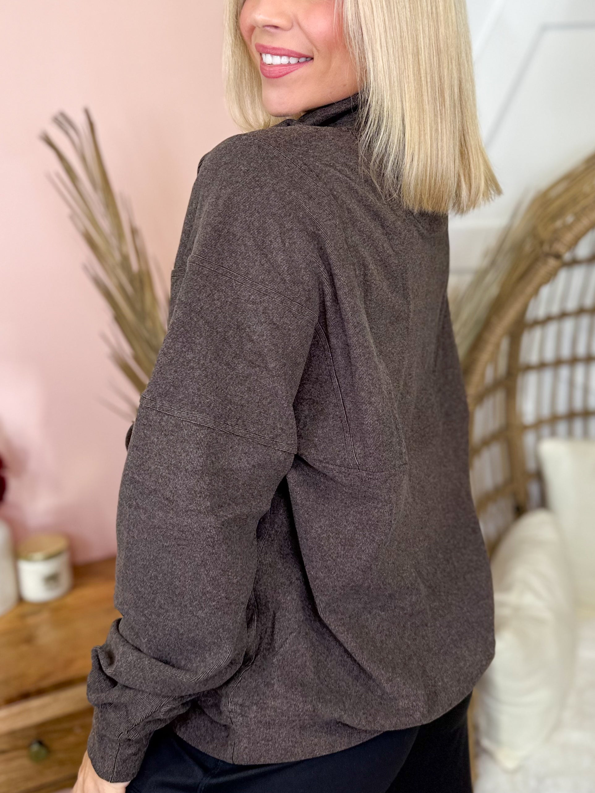 Right On Track Half Zip Sweatshirt-125 Sweater-RAE MODE-Heathered Boho Boutique, Women's Fashion and Accessories in Palmetto, FL
