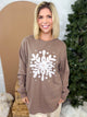 Yarned Snowflake Graphic Long Sleeve-Espresso-125 Sweater-Heathered Boho-Heathered Boho Boutique, Women's Fashion and Accessories in Palmetto, FL