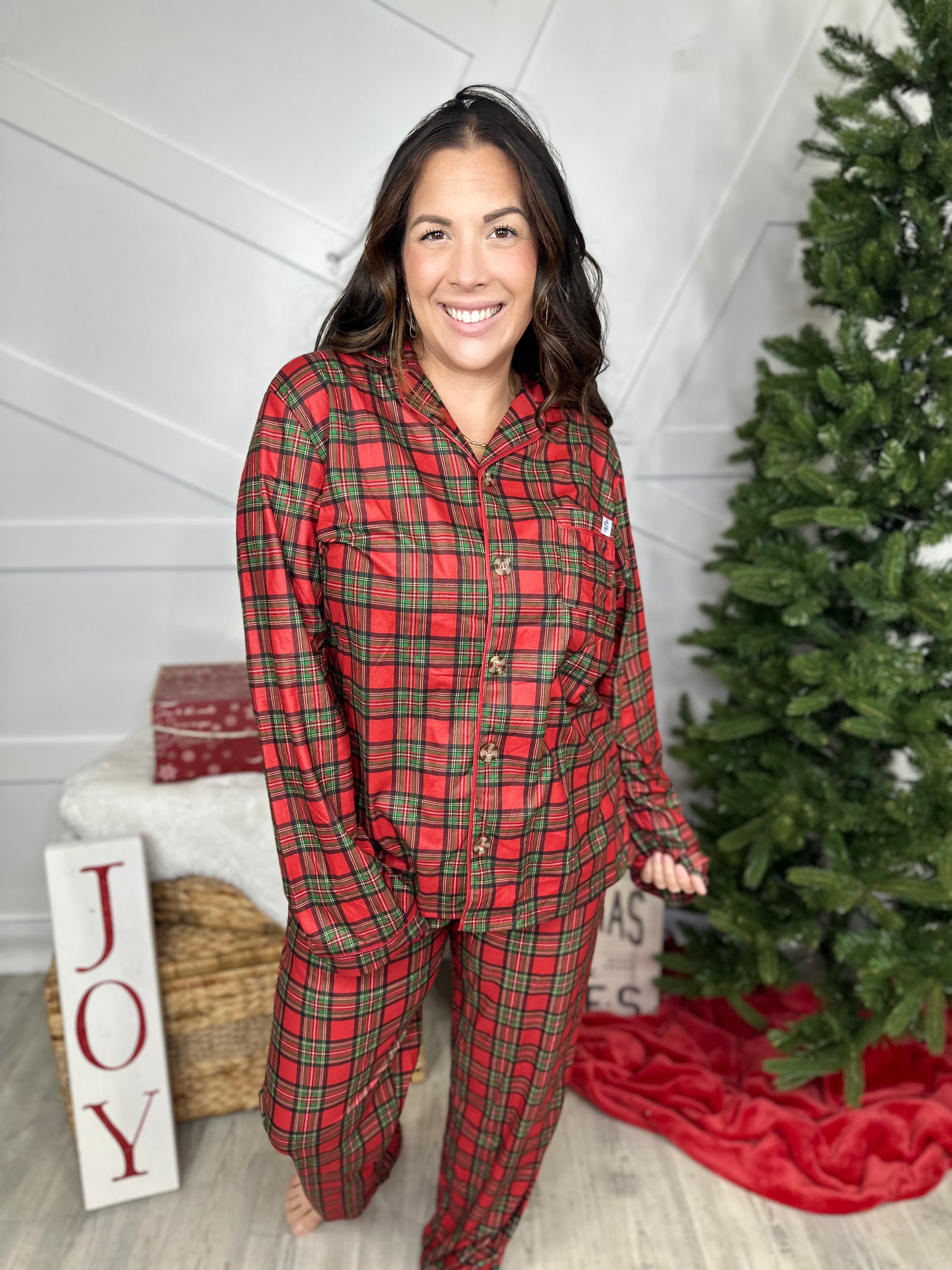 Youth Plaid Pajama Set-240 Activewear/Sets-Simply Southern-Heathered Boho Boutique, Women's Fashion and Accessories in Palmetto, FL