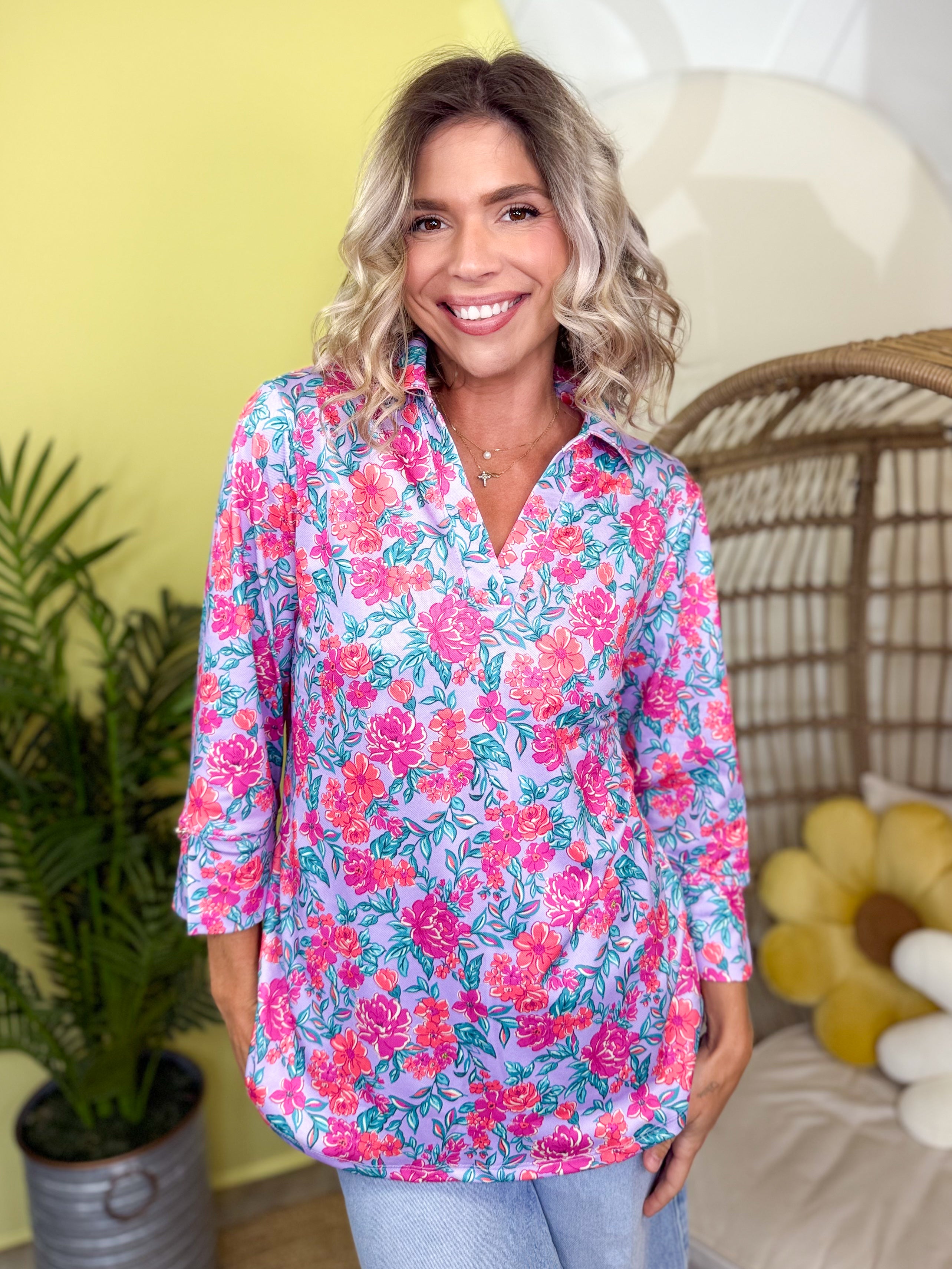 Cotton Candy Bloom Top-120 Long Sleeve Tops-DEAR SCARLETT-Heathered Boho Boutique, Women's Fashion and Accessories in Palmetto, FL