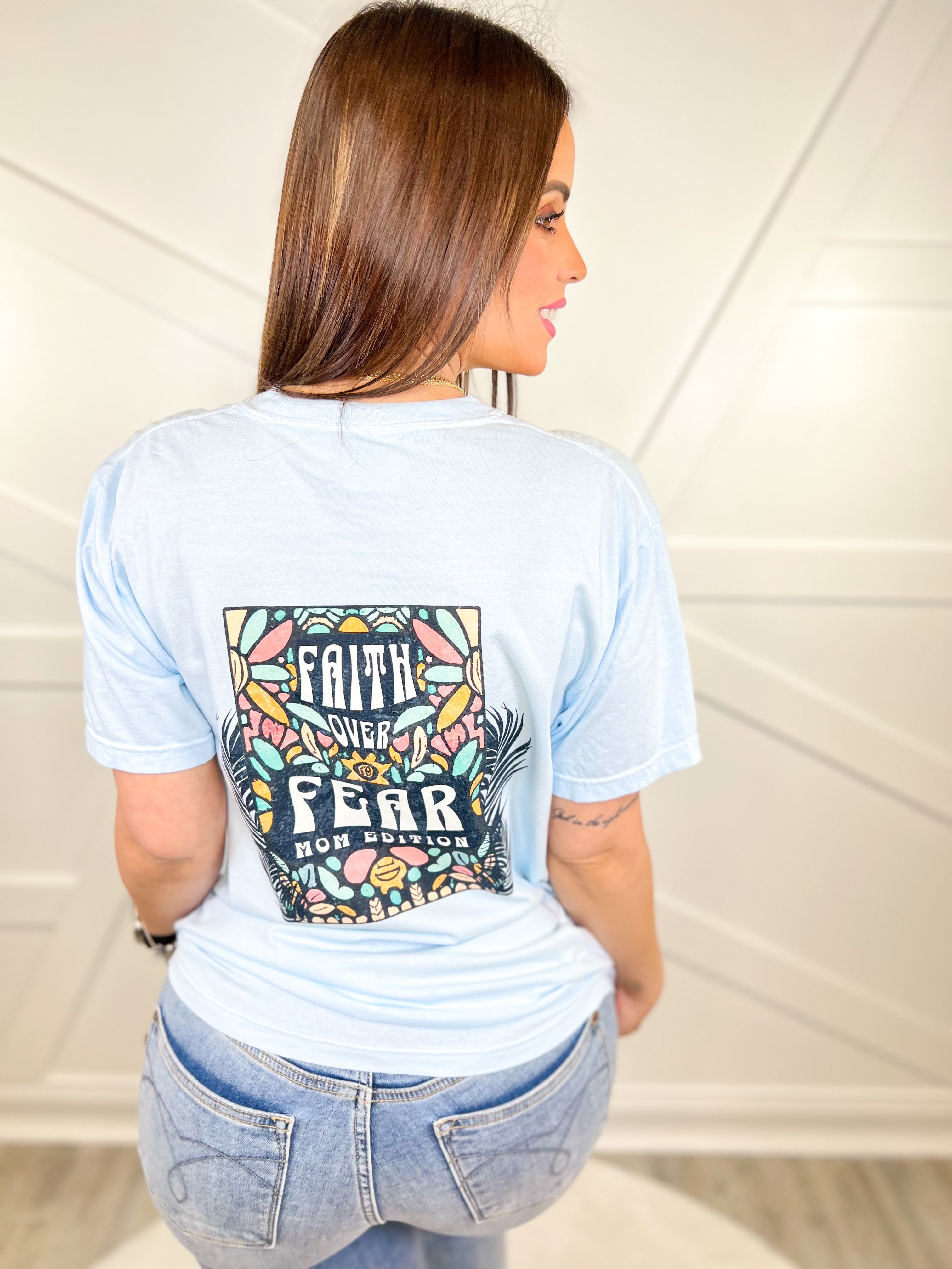 Faith Over Fear Mom Edition Graphic Tee-130 Graphic Tees-Heathered Boho-Heathered Boho Boutique, Women's Fashion and Accessories in Palmetto, FL