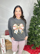 Nativity Bow Graphic Long Sleeve-120 Long Sleeve Tops-Heathered Boho-Heathered Boho Boutique, Women's Fashion and Accessories in Palmetto, FL