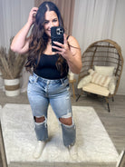 RESTOCK: Bright Eyes Crop Straight Leg Jeans-190 Jeans-Vervet-Heathered Boho Boutique, Women's Fashion and Accessories in Palmetto, FL