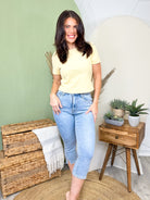 Highest Power Tummy Control Medium Wash Capri by Saige-190 JEANS-SAIGE-Heathered Boho Boutique, Women's Fashion and Accessories in Palmetto, FL