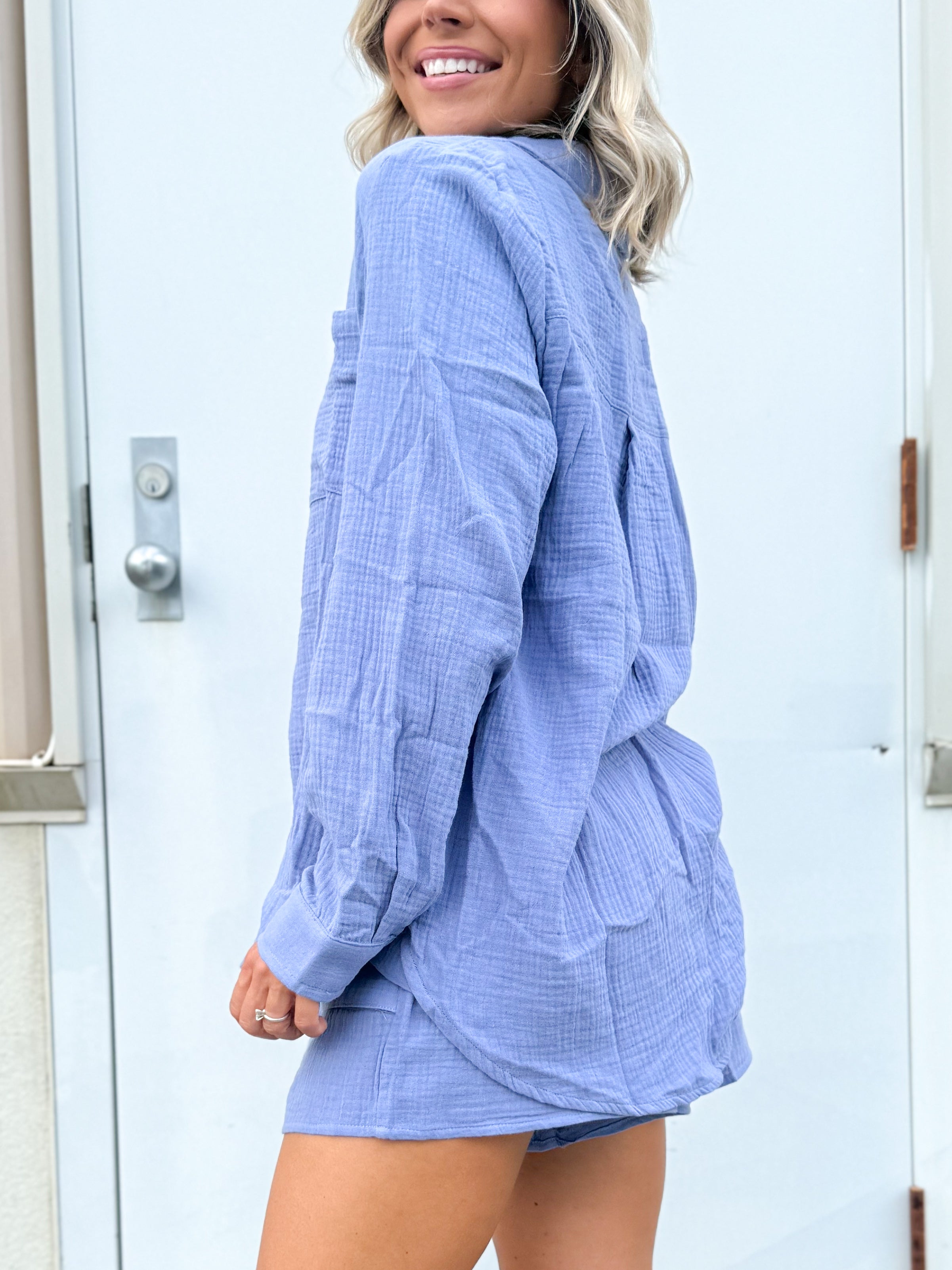 Everyday Woven Top-120 LONG SLEEVE TOPS-STITCH & CO-Heathered Boho Boutique, Women's Fashion and Accessories in Palmetto, FL