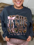 Camo Jesus Graphic Sweatshirt-130 Graphic Tees-Heathered Boho-Heathered Boho Boutique, Women's Fashion and Accessories in Palmetto, FL