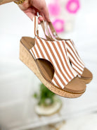 Carley Wedges - Tan White Stripe-350 Shoes-Corkys-Heathered Boho Boutique, Women's Fashion and Accessories in Palmetto, FL