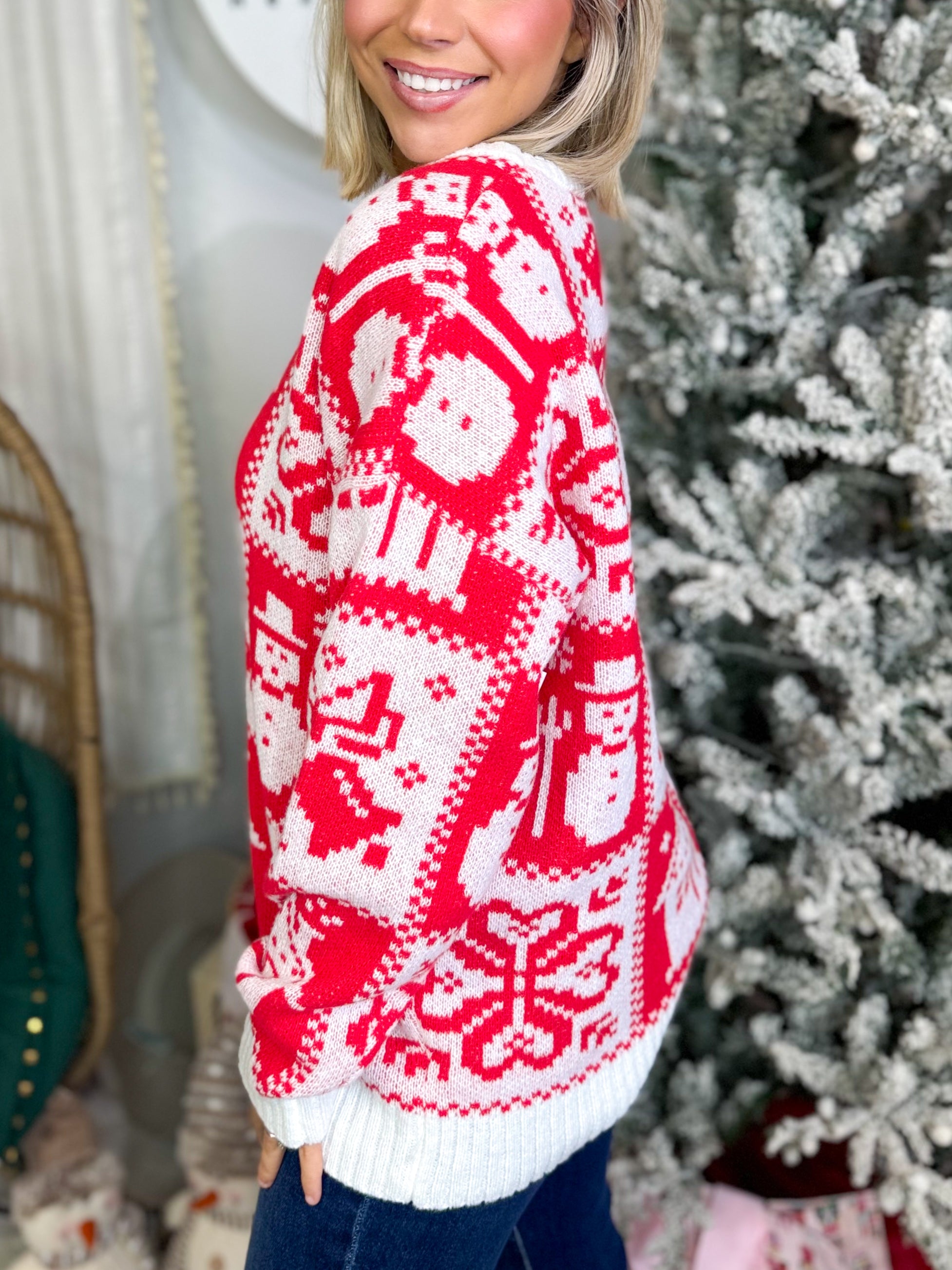 Home for the Holidays Sweater-125 SWEATER-DEAR SCARLETT-Heathered Boho Boutique, Women's Fashion and Accessories in Palmetto, FL