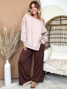 Soft Spoken Waffle Knit Top-120 Long Sleeve Tops-VERY J-Heathered Boho Boutique, Women's Fashion and Accessories in Palmetto, FL