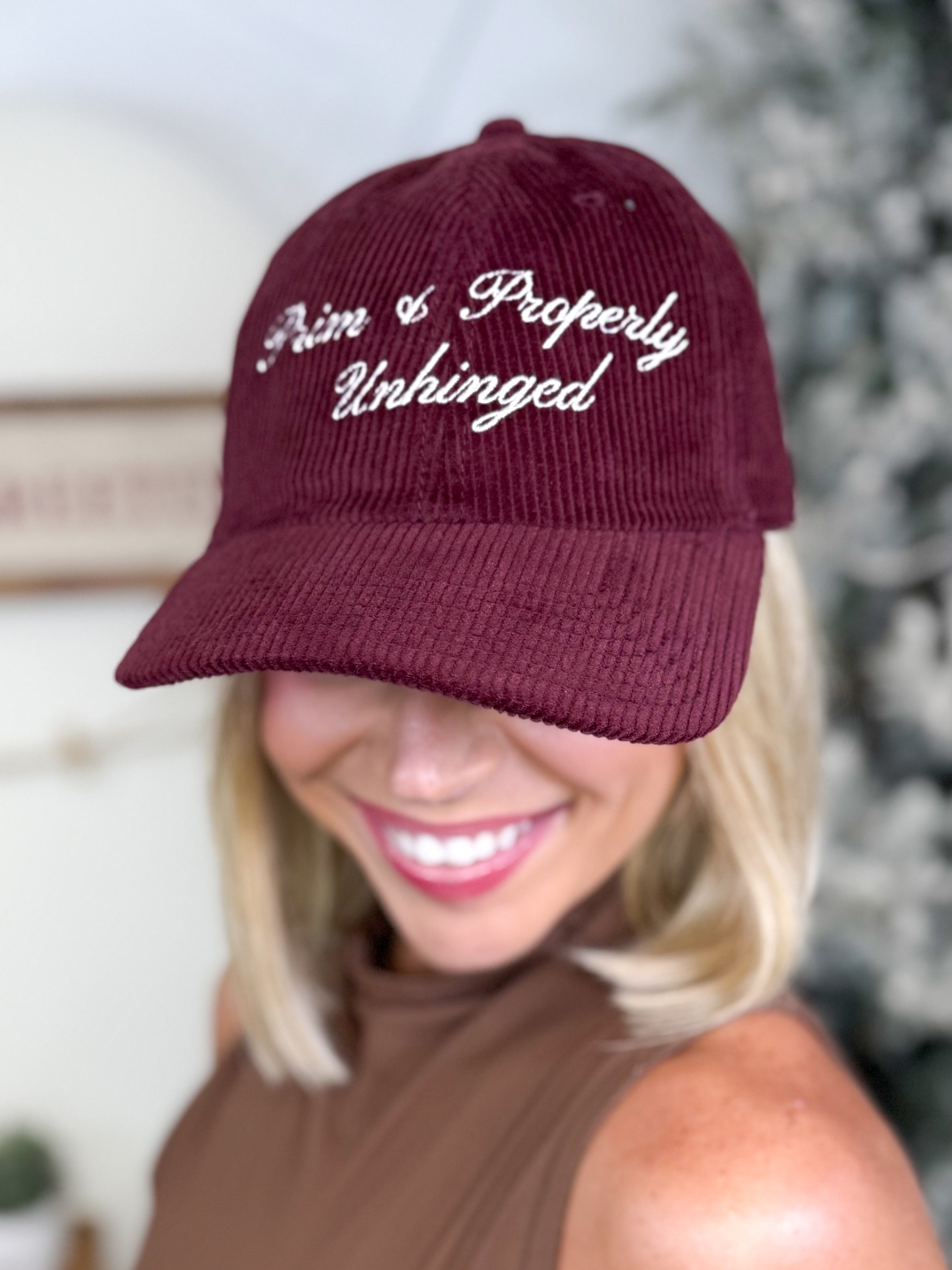 Prim & Properly Unhinged Hat-330 Headwear-Southern Wives Club-Heathered Boho Boutique, Women's Fashion and Accessories in Palmetto, FL