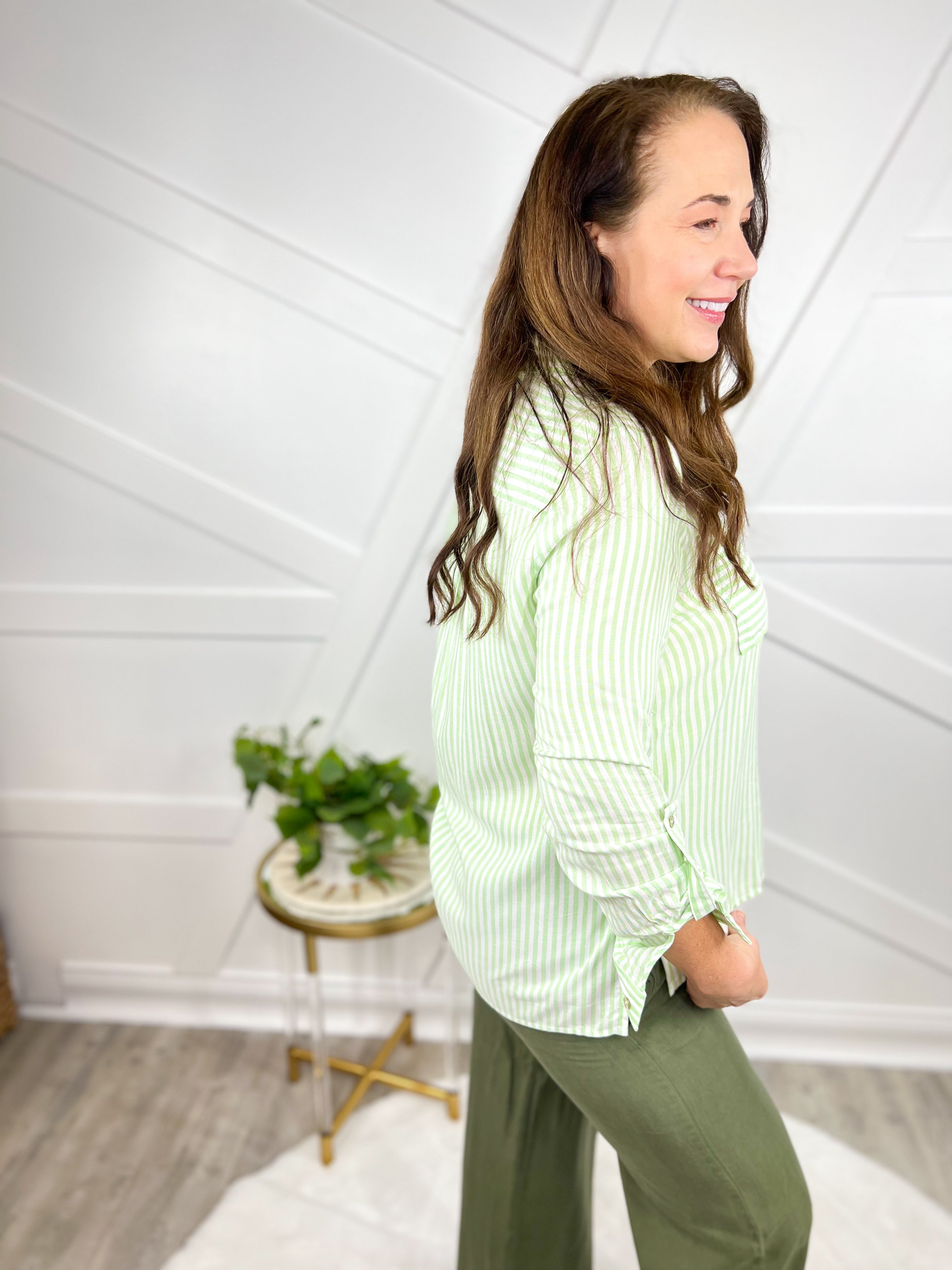 Radiate Confidence Button Down Top-120 Long Sleeve Tops-Love Tree-Heathered Boho Boutique, Women's Fashion and Accessories in Palmetto, FL