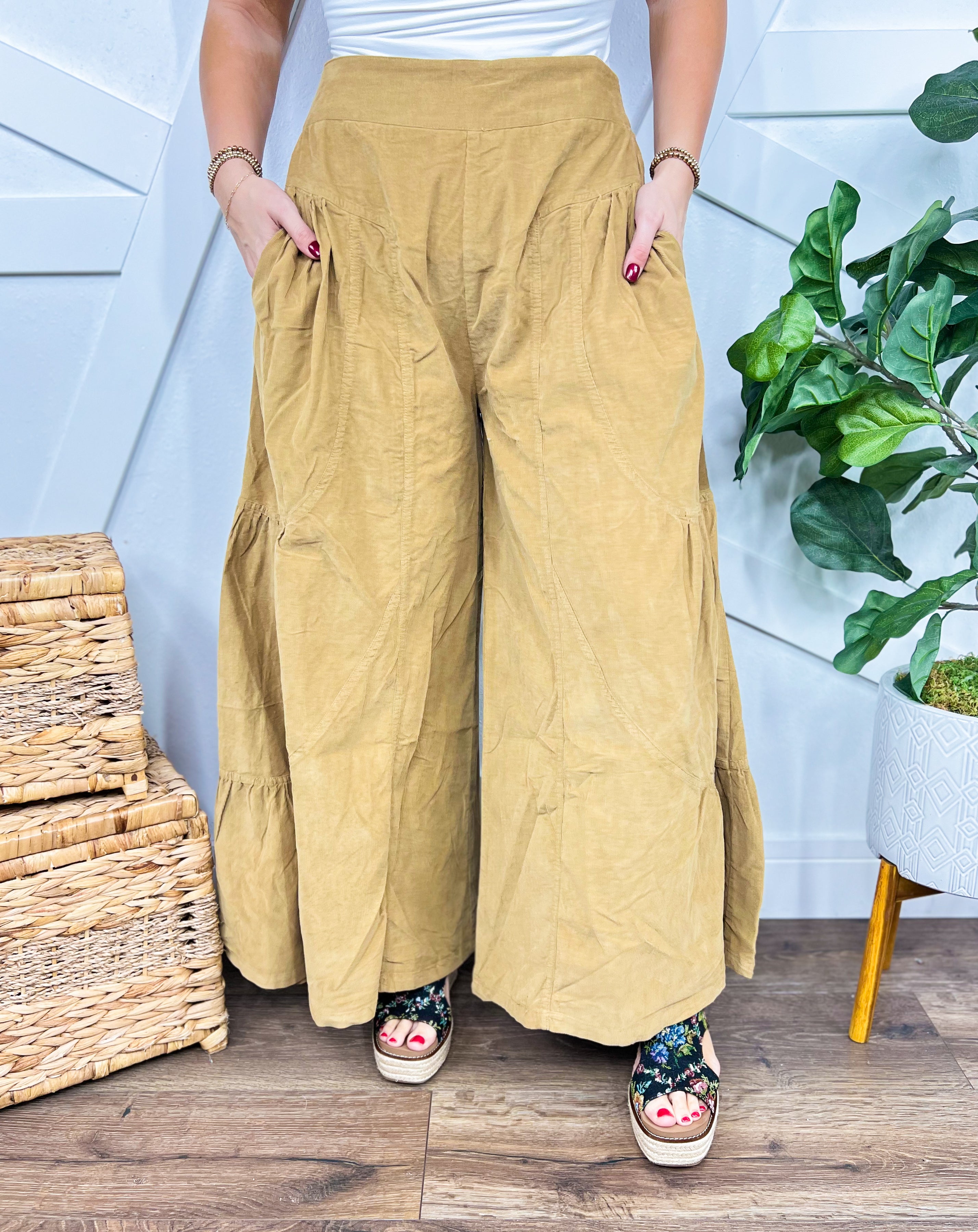 Breeze Wide Leg Pants-150 PANTS-BlueVelvet-Heathered Boho Boutique, Women's Fashion and Accessories in Palmetto, FL