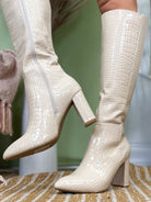 Martha Boots - Beige/Croc-350 SHOES-Top Guy-Heathered Boho Boutique, Women's Fashion and Accessories in Palmetto, FL
