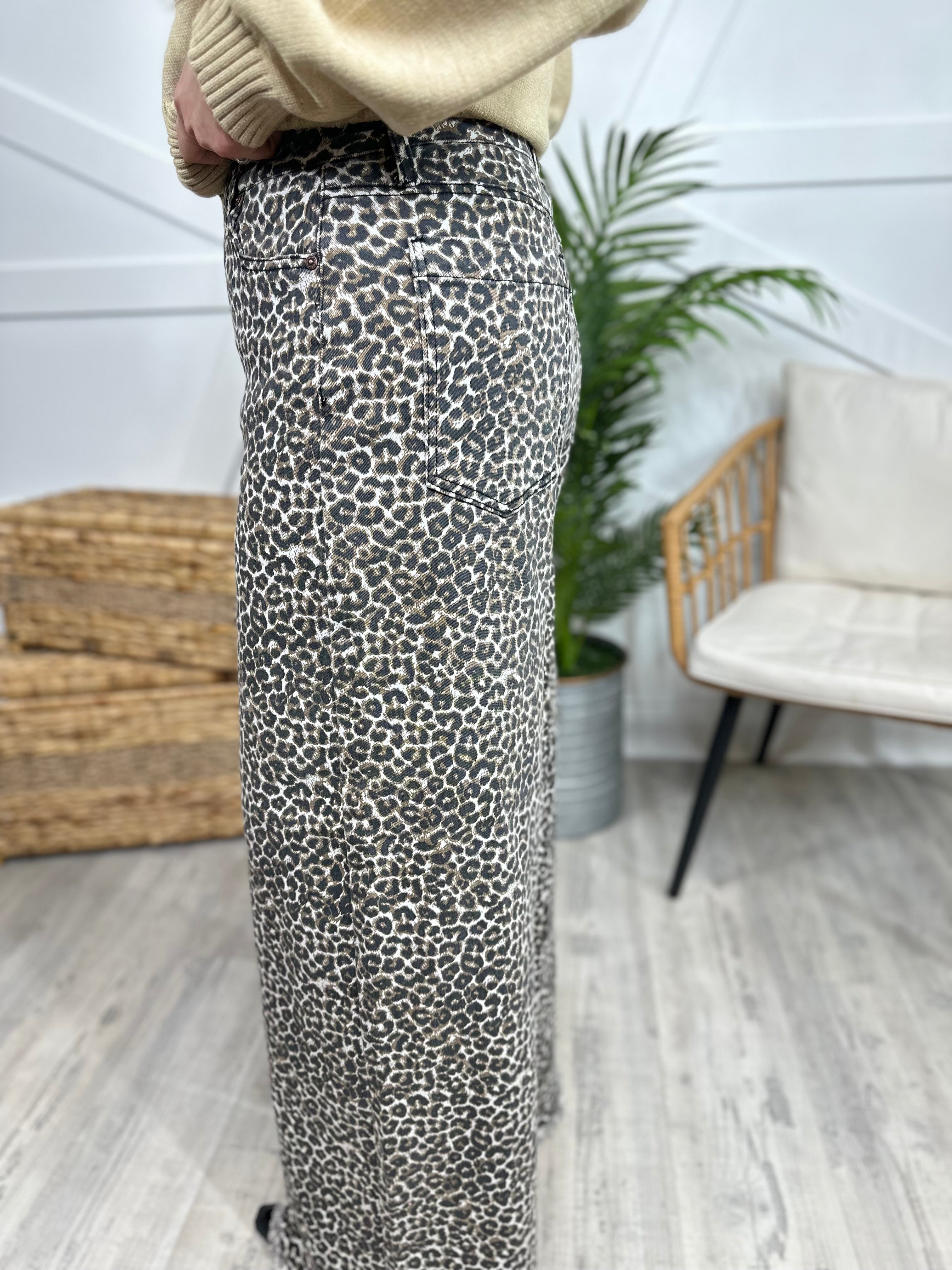 RESTOCK : Wild Woman Wide Leg Tummy Control Jeans-190 Jeans-Special A-Heathered Boho Boutique, Women's Fashion and Accessories in Palmetto, FL