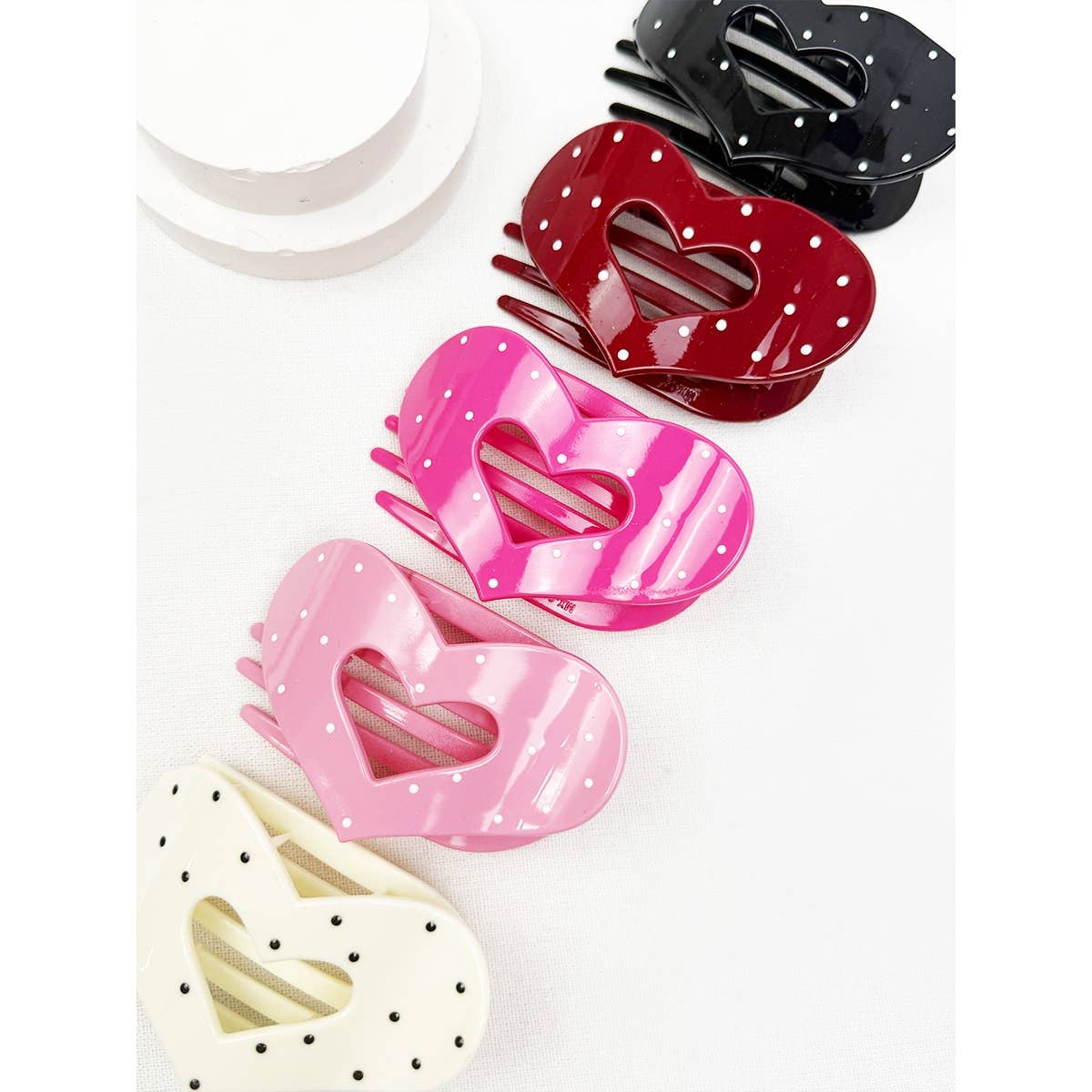 Polka Dot Heart Cut out Flat Hair Clip-340 Other Accessories-Love and Repeat-Heathered Boho Boutique, Women's Fashion and Accessories in Palmetto, FL