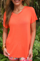 PREORDER: Jess Lea Basic Tee- Orange-400 Takeover/Pre-Order-Jess Lea-Heathered Boho Boutique, Women's Fashion and Accessories in Palmetto, FL