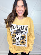 Boo Haw Graphic Long Sleeve-130 Graphic Tees-Heathered Boho-Heathered Boho Boutique, Women's Fashion and Accessories in Palmetto, FL