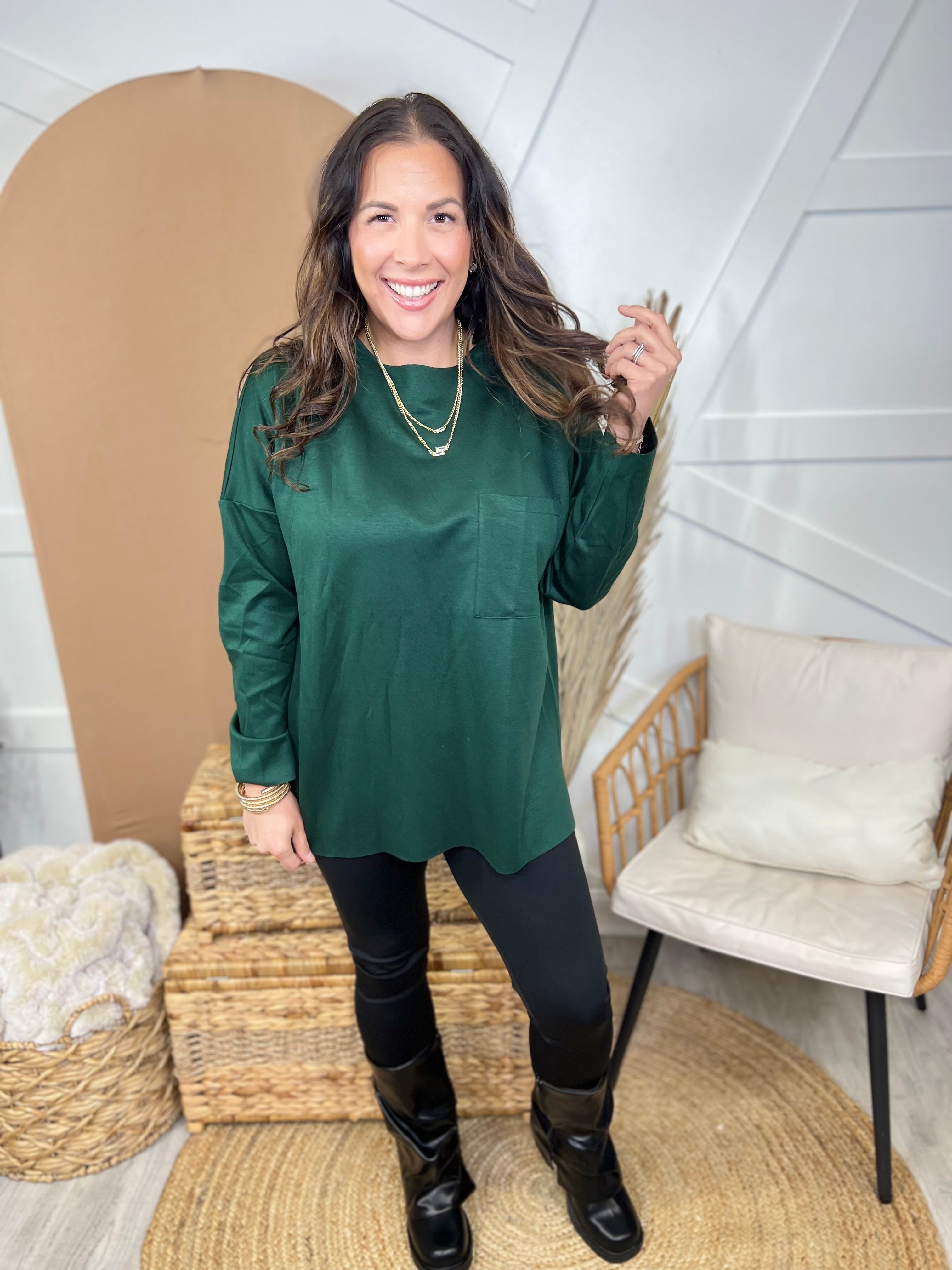 Relax A Little Long Sleeve Top-120 LONG SLEEVE TOPS-White Birch-Heathered Boho Boutique, Women's Fashion and Accessories in Palmetto, FL