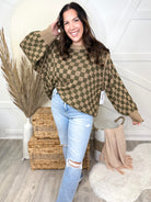 Checker Knit Sweater-125 Sweater-MELLOW-Heathered Boho Boutique, Women's Fashion and Accessories in Palmetto, FL