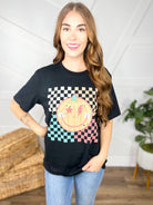 Checkered Jack O Lantern Graphic Tee-130 Graphic Tees-Heathered Boho-Heathered Boho Boutique, Women's Fashion and Accessories in Palmetto, FL