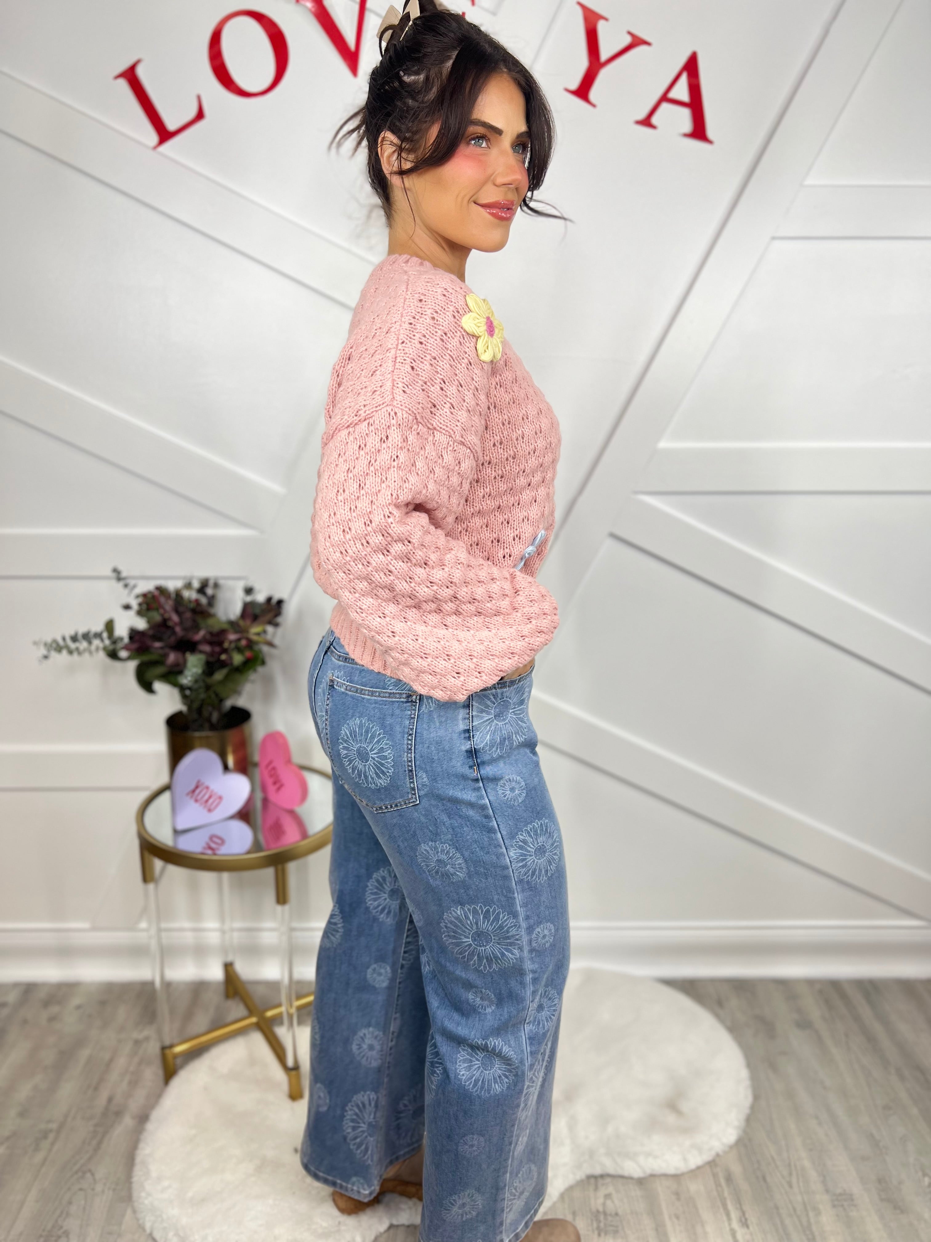 Watch Me Grow Wide Leg Pants-150 PANTS-Easel-Heathered Boho Boutique, Women's Fashion and Accessories in Palmetto, FL