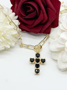 Colored Cross Necklace - Gold-310 Jewelry-Millenx Accessories, LLC.-Heathered Boho Boutique, Women's Fashion and Accessories in Palmetto, FL