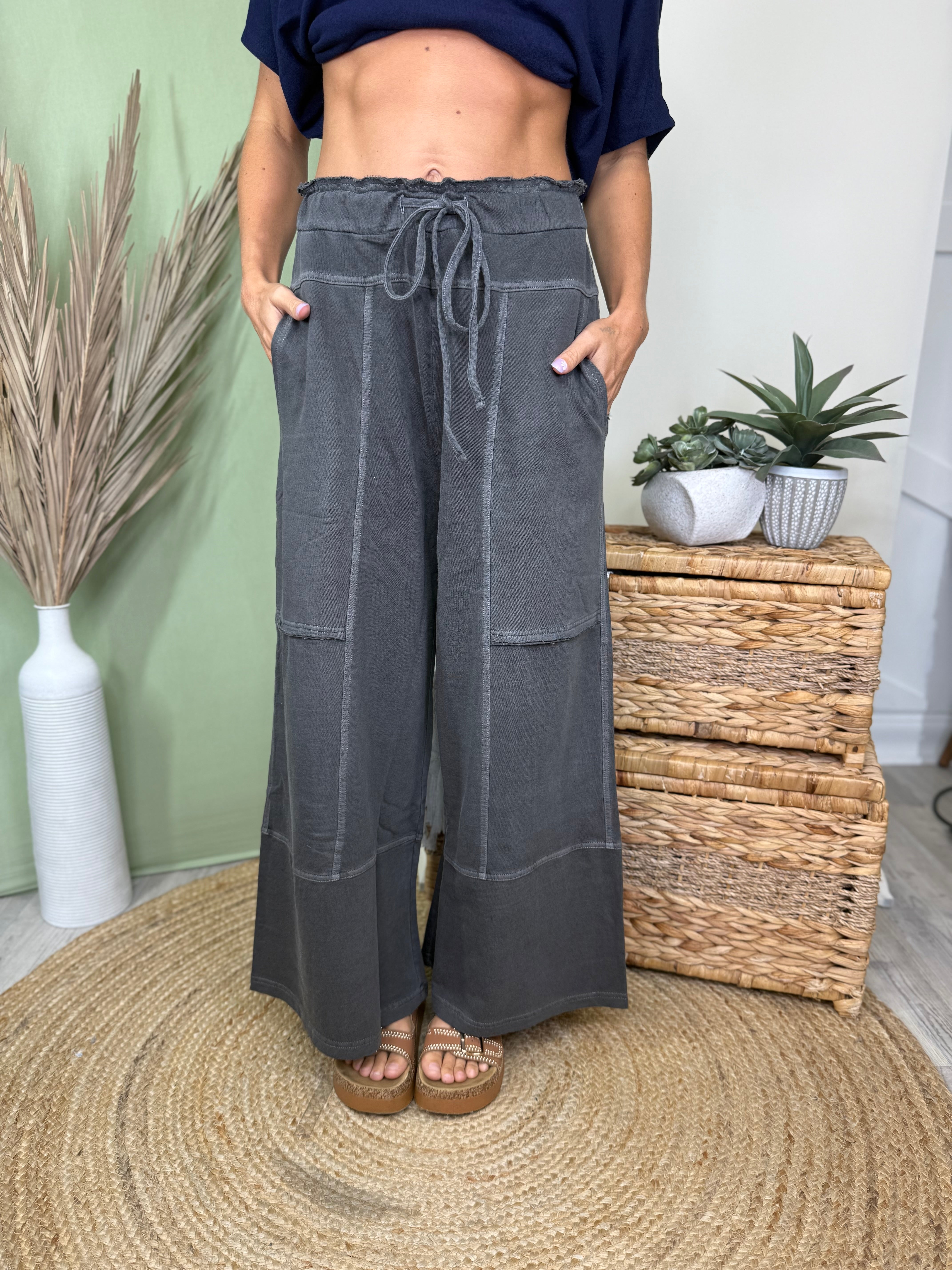 The Weekend Wander Pants-150 PANTS-ZENANA-Heathered Boho Boutique, Women's Fashion and Accessories in Palmetto, FL