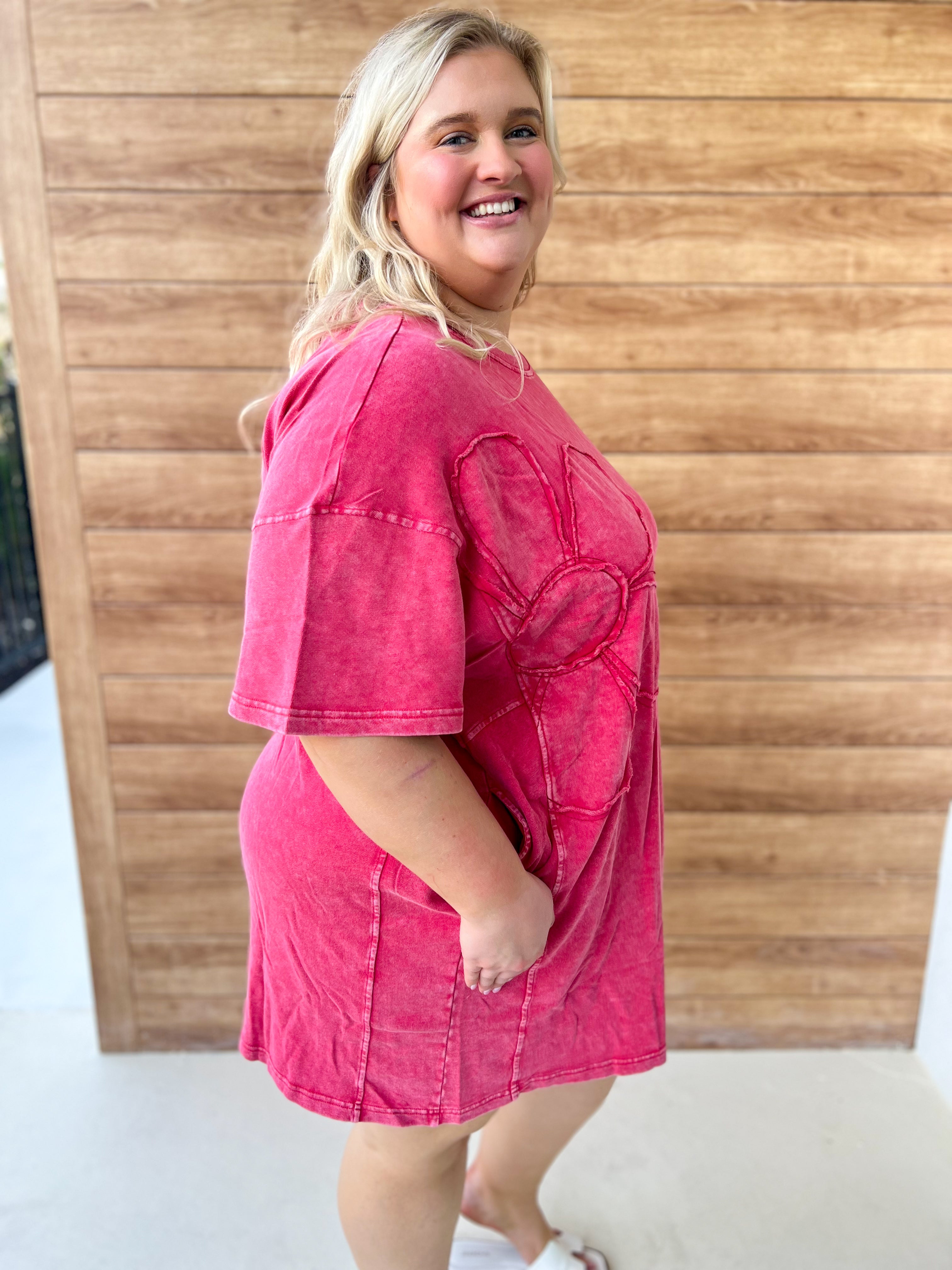 Blooming Breeze T-Shirt Dress-230 Dresses/Jumpsuits/Rompers-Easel-Heathered Boho Boutique, Women's Fashion and Accessories in Palmetto, FL