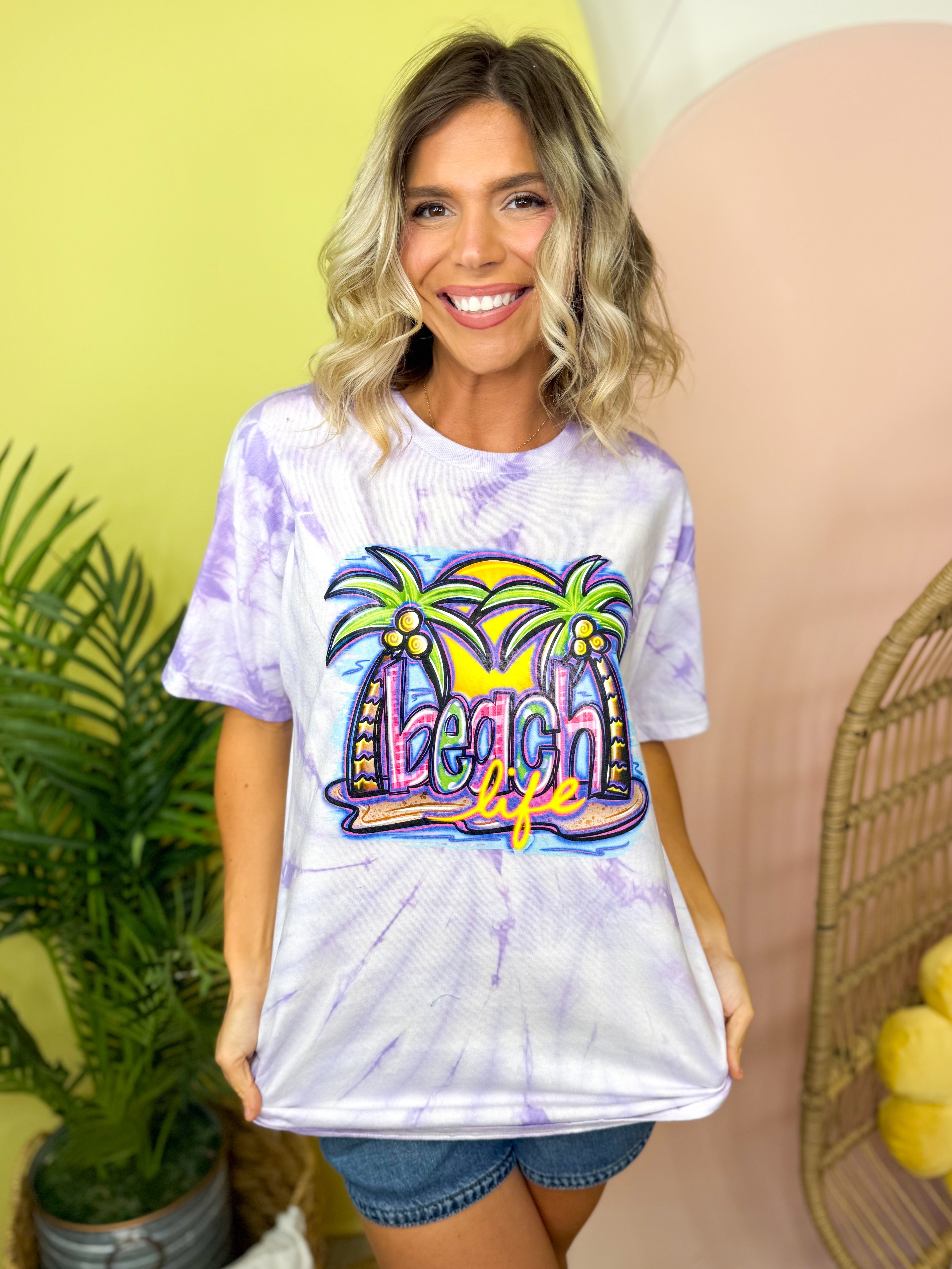 Beach Life Graphic Tee-130 Graphic Tees-Heathered Boho-Heathered Boho Boutique, Women's Fashion and Accessories in Palmetto, FL