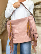 Sav Distressed Hobo Bag w/ Fringe Detail-320 Bags-Jen & Co.-Heathered Boho Boutique, Women's Fashion and Accessories in Palmetto, FL