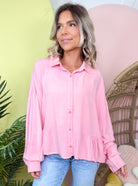 Breezy Belle Button Up Top-120 LONG SLEEVE TOPS-ODDI-Heathered Boho Boutique, Women's Fashion and Accessories in Palmetto, FL