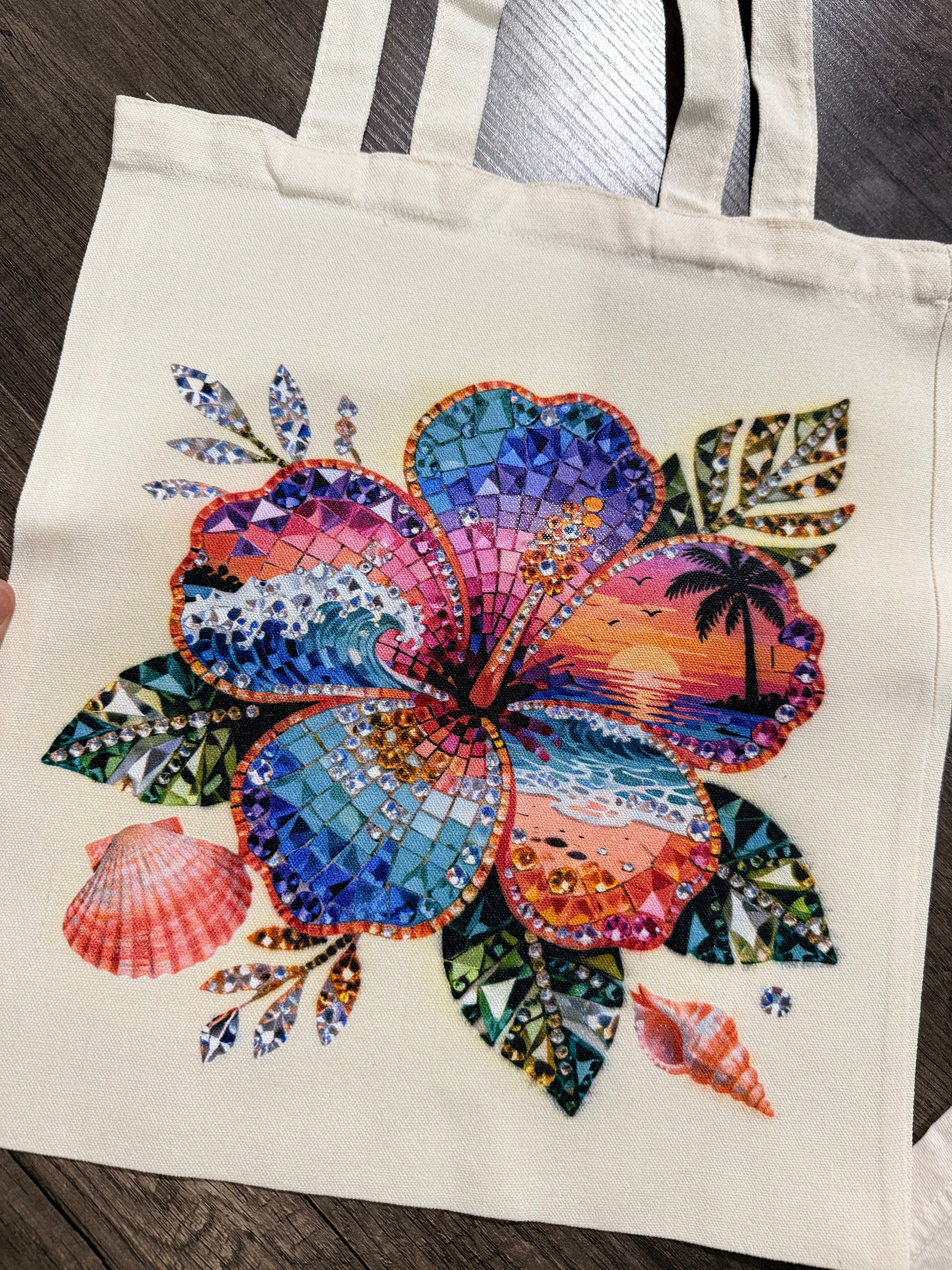 Sunset Gem Hibiscus Tote-Heathered Boho-Heathered Boho Boutique, Women's Fashion and Accessories in Palmetto, FL