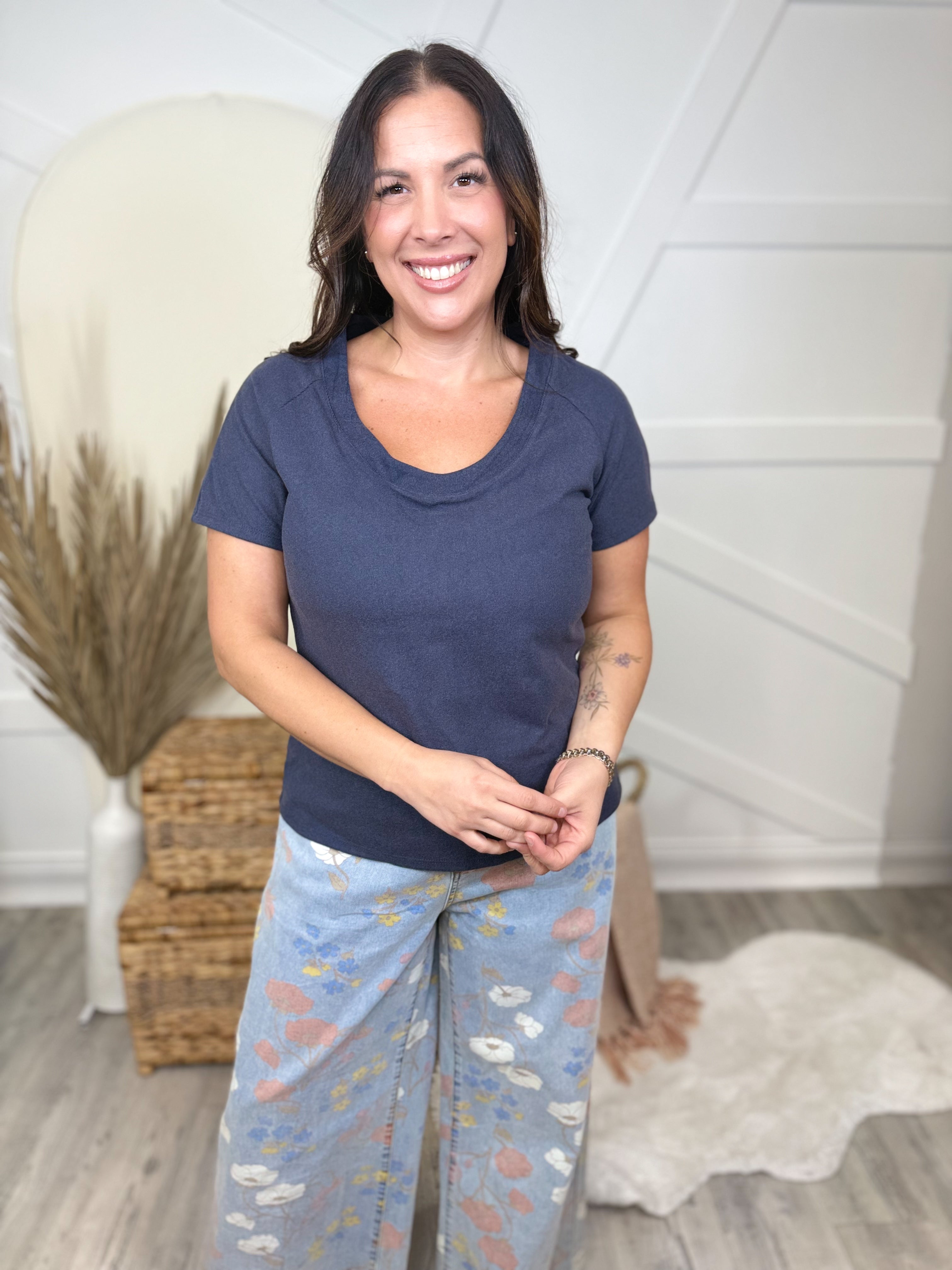 Posh Top-110 SHORT SLEEVE TOP-Sew In Love-Heathered Boho Boutique, Women's Fashion and Accessories in Palmetto, FL