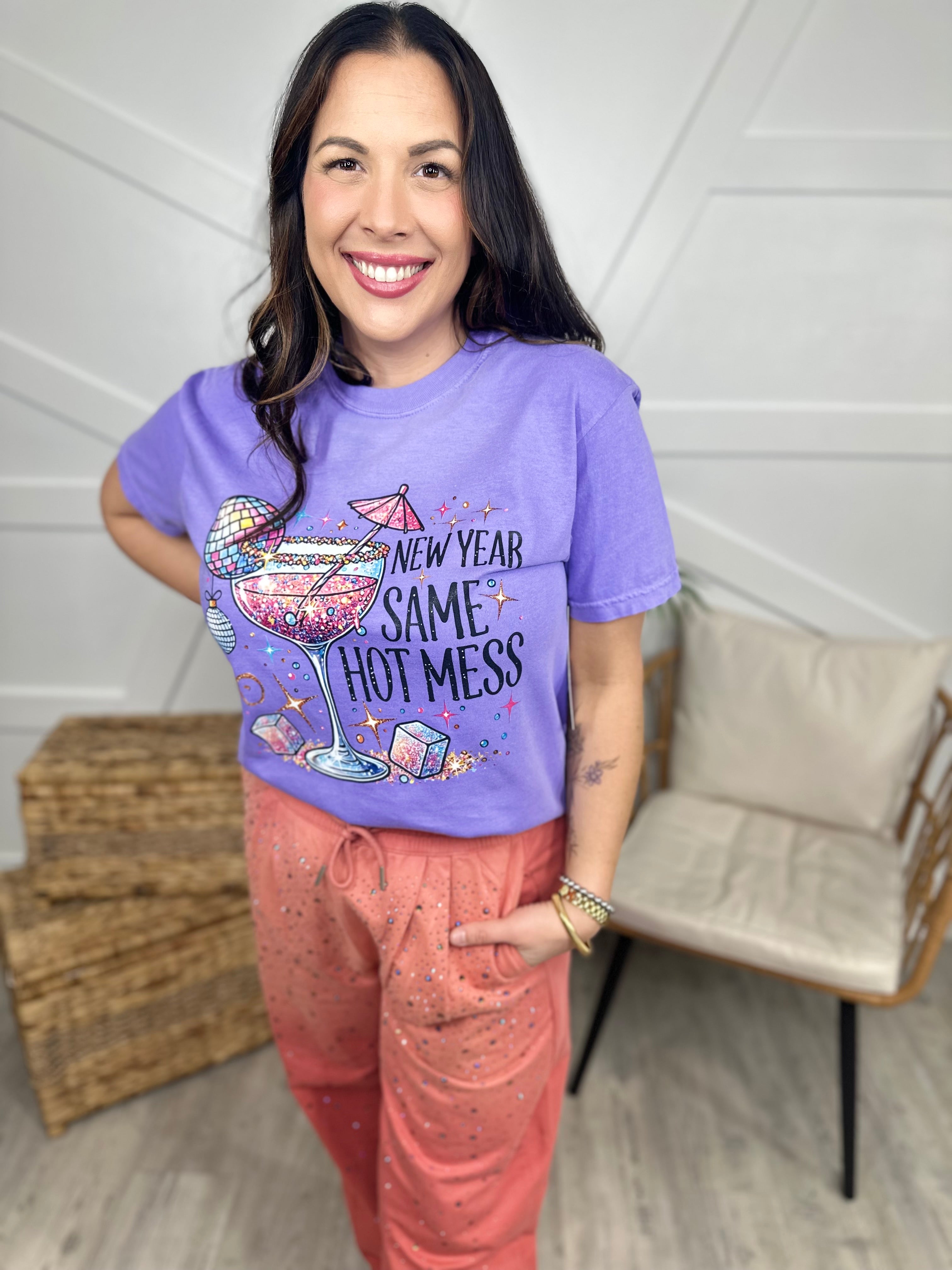 Same Hot Mess Graphic Tee-130 Graphic Tees-Heathered Boho-Heathered Boho Boutique, Women's Fashion and Accessories in Palmetto, FL