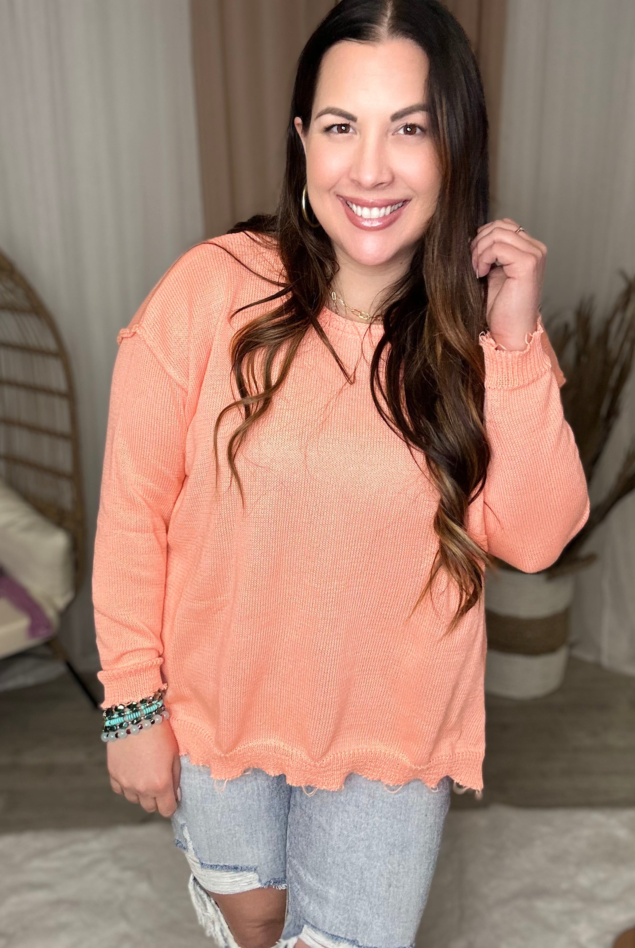 RESTOCK: Piece Of Me Sweater-125 Sweater-Easel-Heathered Boho Boutique, Women's Fashion and Accessories in Palmetto, FL