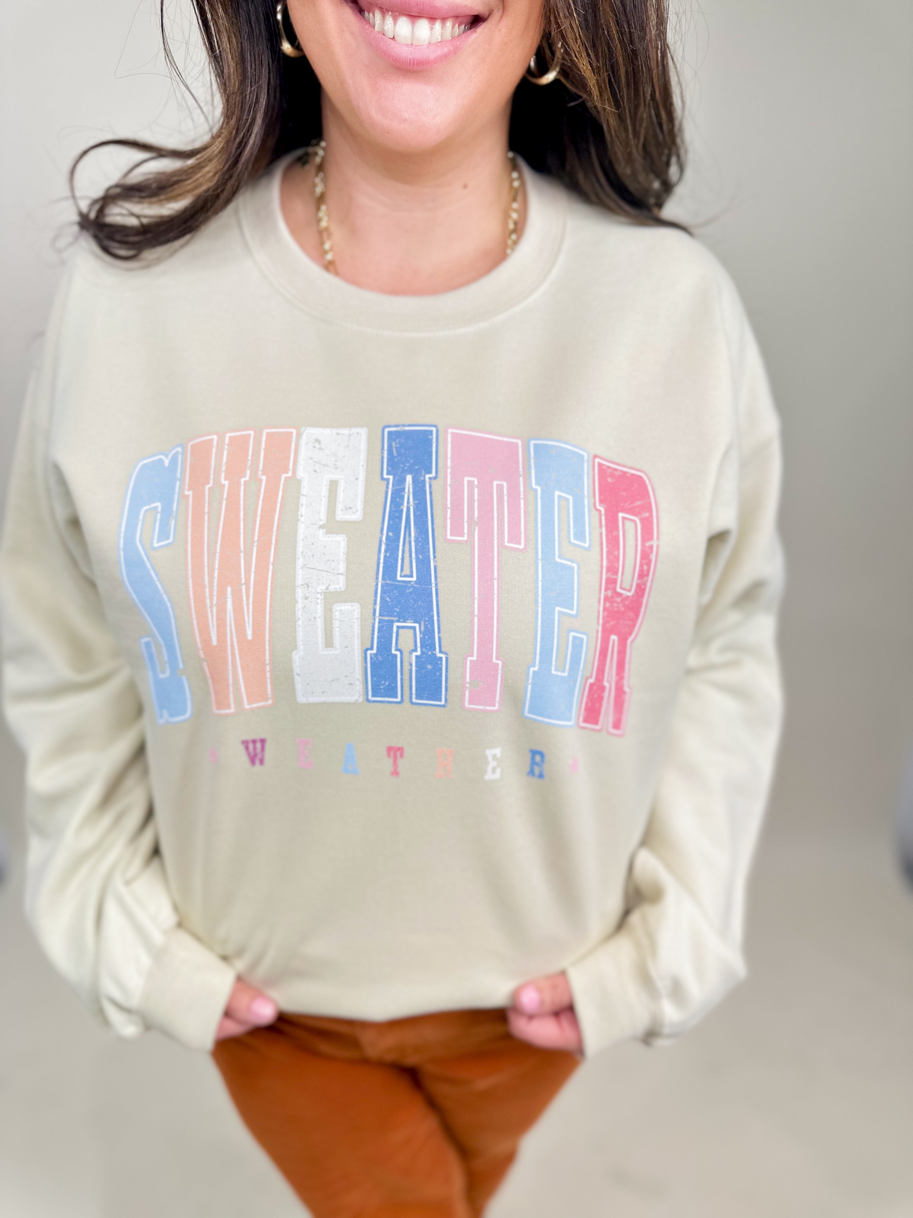 Sweater Weather Sweatshirt-125 Sweater-Heathered Boho-Heathered Boho Boutique, Women's Fashion and Accessories in Palmetto, FL