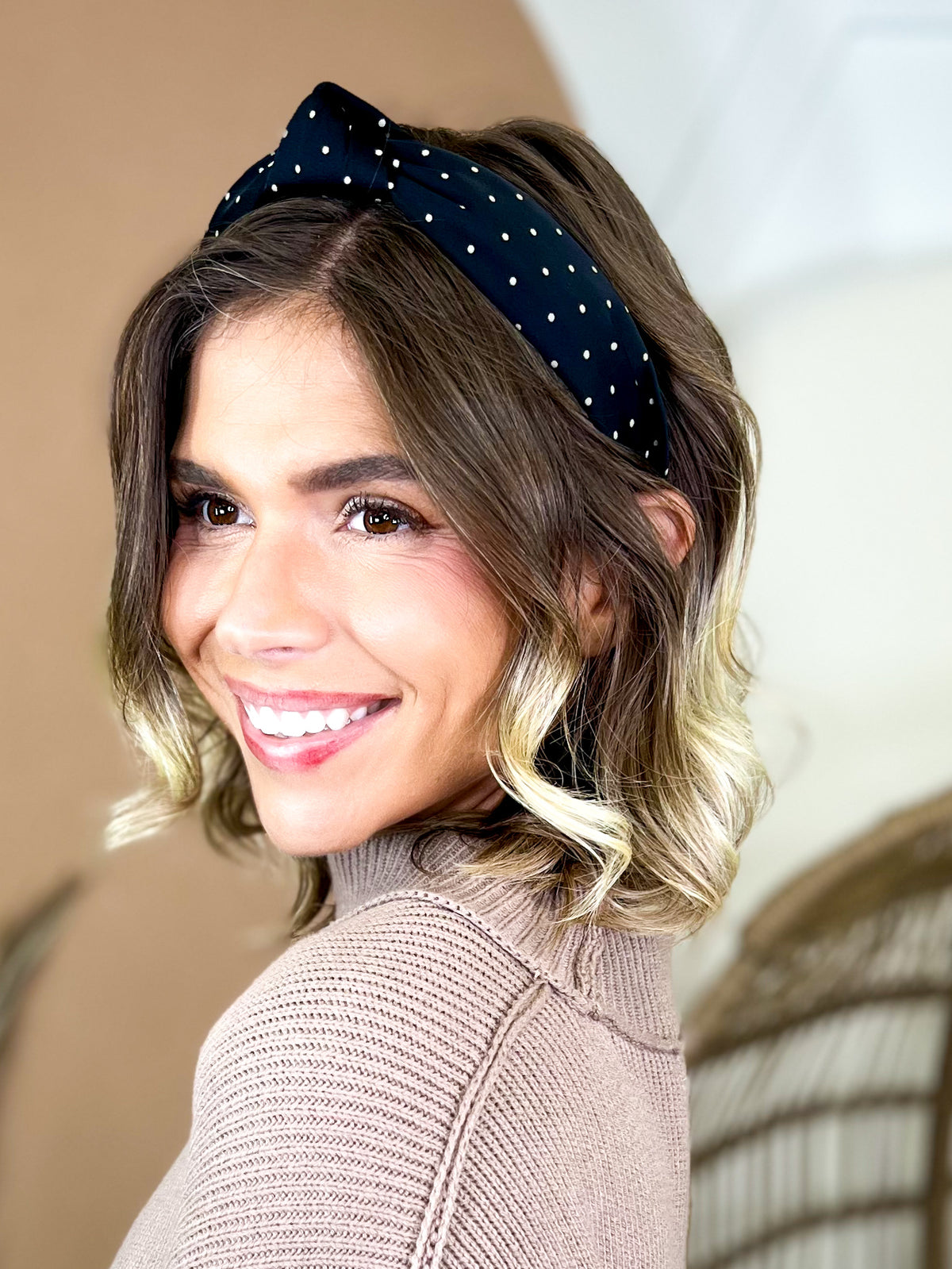 Polka Dot Knotted Headband-330 Headwear-Love & Repeat-Heathered Boho Boutique, Women's Fashion and Accessories in Palmetto, FL