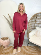 Weekend Traveler Set - Cabernet-240 ACTIVEWEAR/SETS-DEAR SCARLETT-Heathered Boho Boutique, Women's Fashion and Accessories in Palmetto, FL